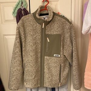American Eagle Outfitters Sherpa Jacket - Olive and Cream